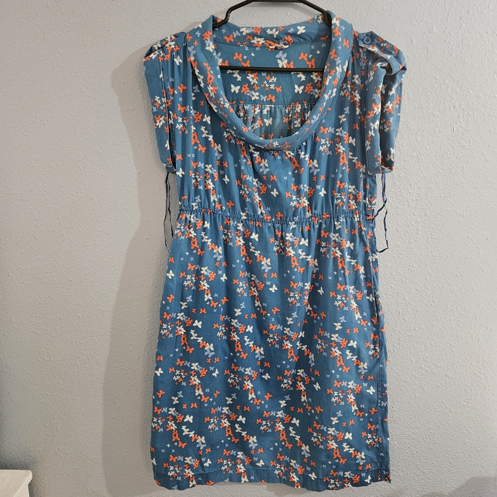 Fossil Blue‎ Floral Dress Women's M Cotton Pockets